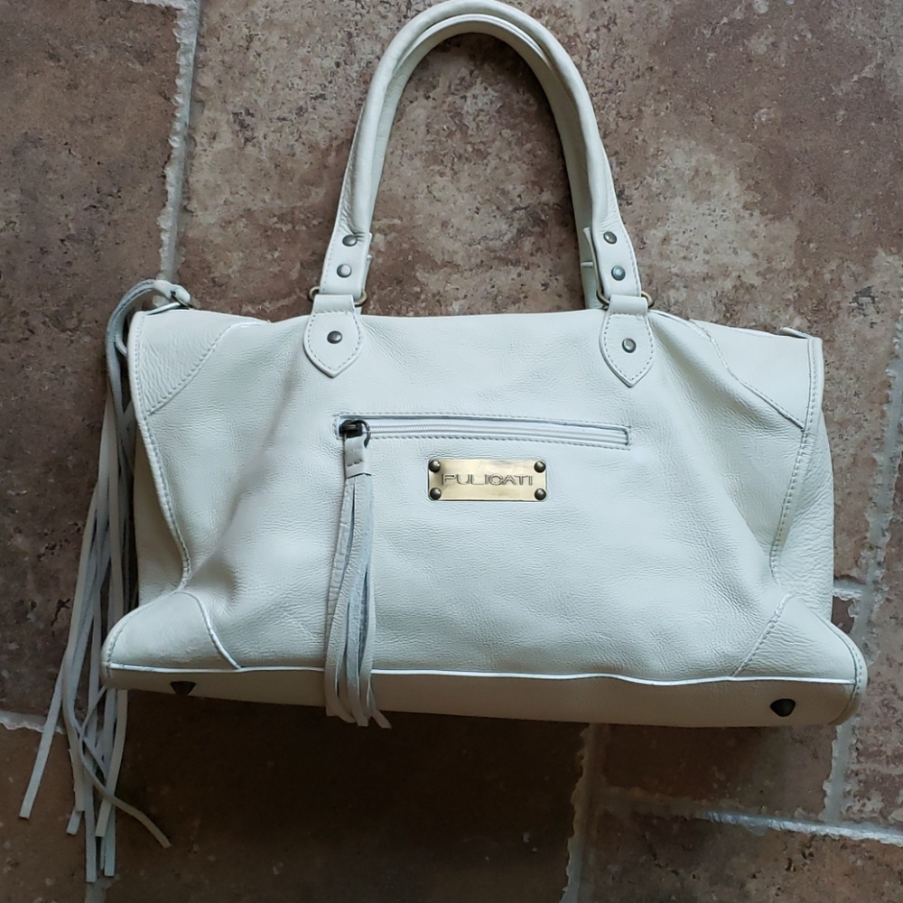 Pulicati Italian leather huge tote fringe pulls